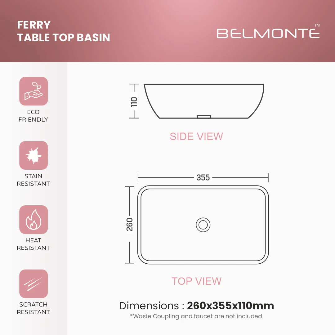Ceramic Counter Top Basin Small Size (Ferry) - Image 6